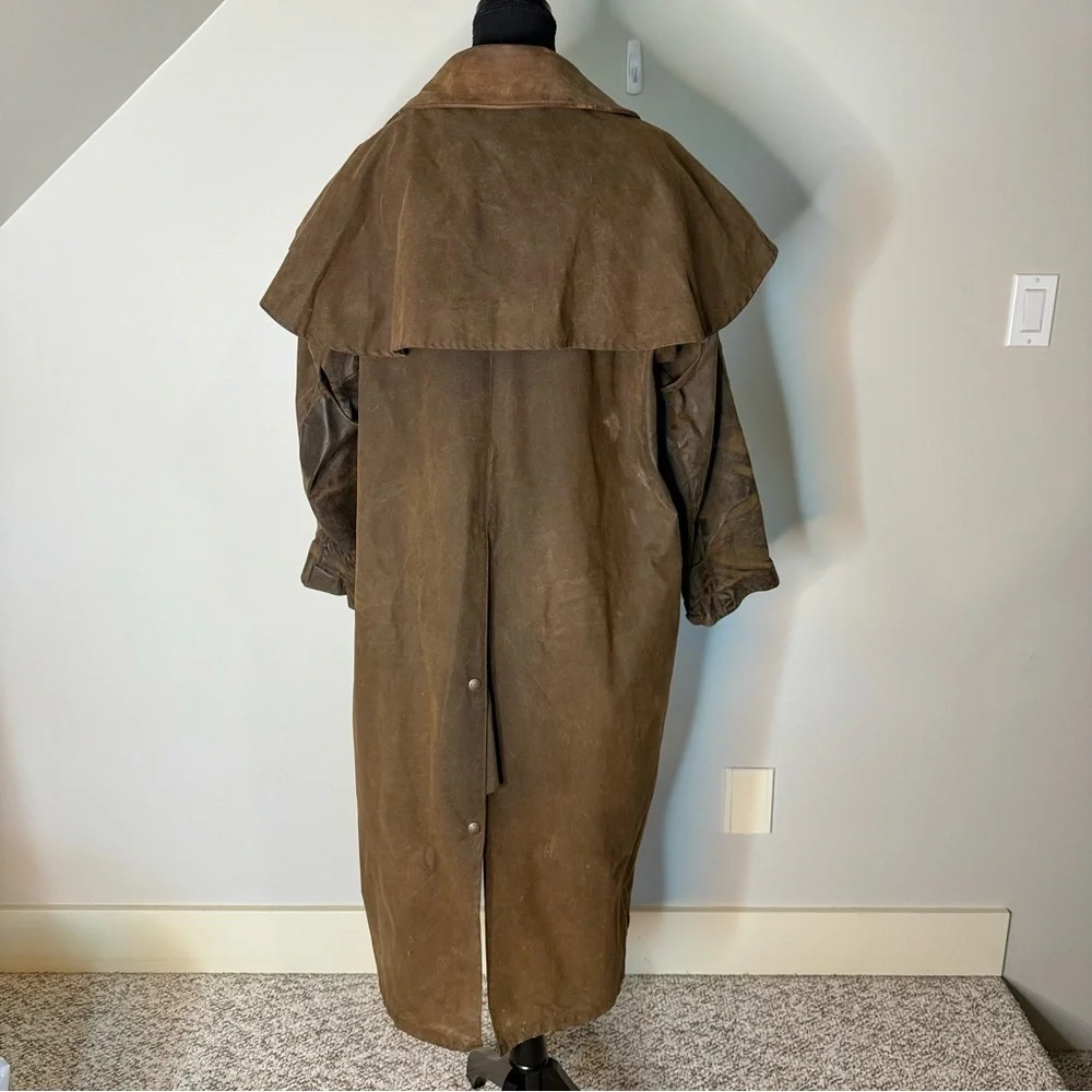 AUSTRALIAN OUTBACK COLLECTION Vintage Oilskin Drover Coat Duster Riding Unisex - Picture 7 of 16